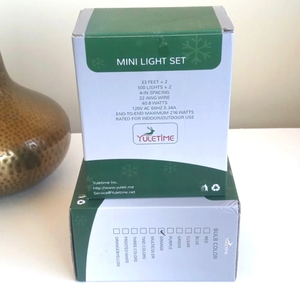 2 Sets of Orange Incandescent String Mini Light Sets Indoor / Outdoor 400 Lights